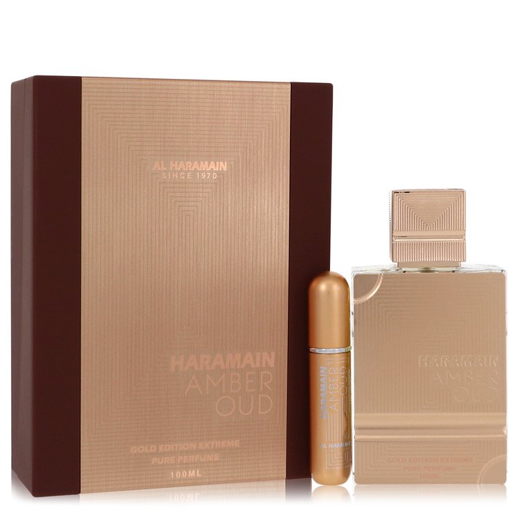 Al Haramain Amber Oud Gold Edition Extreme by Al Haramain Gift Set 3.4 oz 3.4 Pure Perfume Spray + 0.34 oz Refillable Spray For Women