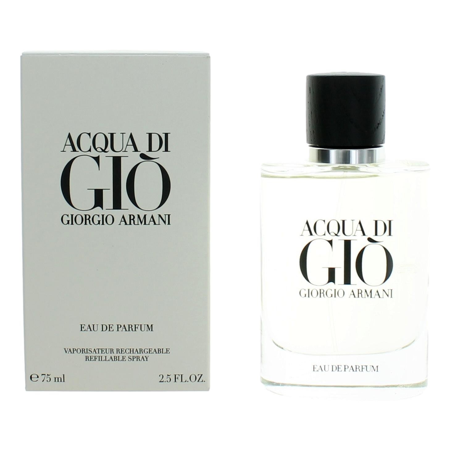 Acqua Di Gio by Giorgio Armani 2.5 oz Eau De Parfum Spray Refillable for Men