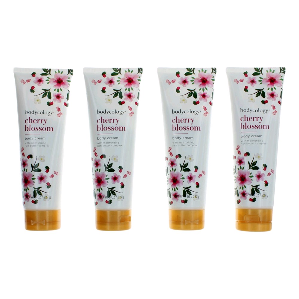 Cherry Blossom by Bodycology 4 Pack 8 oz Moisturizing Body Cream for Women