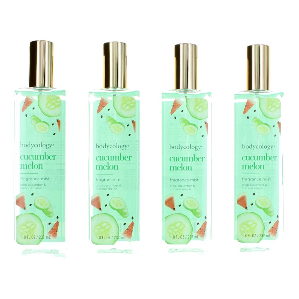 Cucumber Melon by Bodycology 4 Pack 8 oz Fragrance Mist for Women