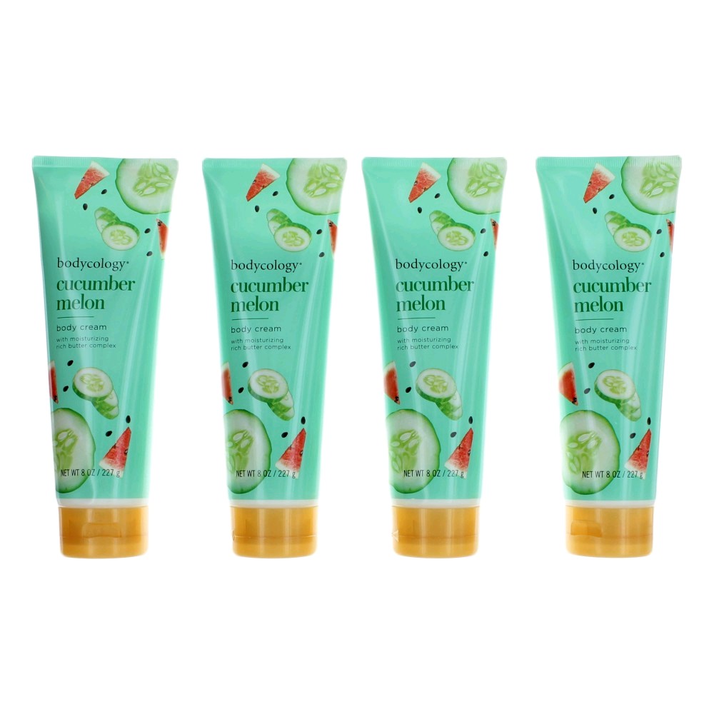 Cucumber Melon by Bodycology 4 Pack 8 oz Moisturizing Body Cream for Women
