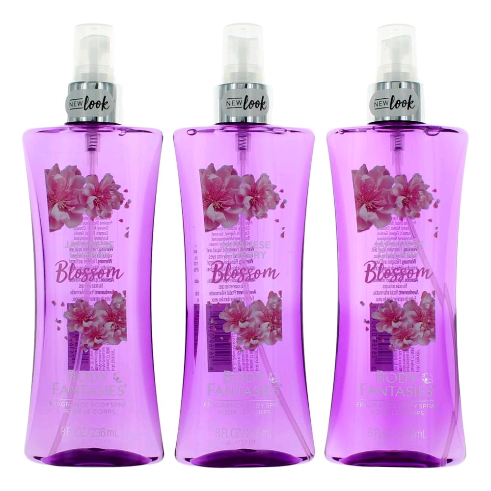 Japanese Cherry Blossom by Body Fantasies 3 Pack 8 oz Fragrance Body Spray for Women