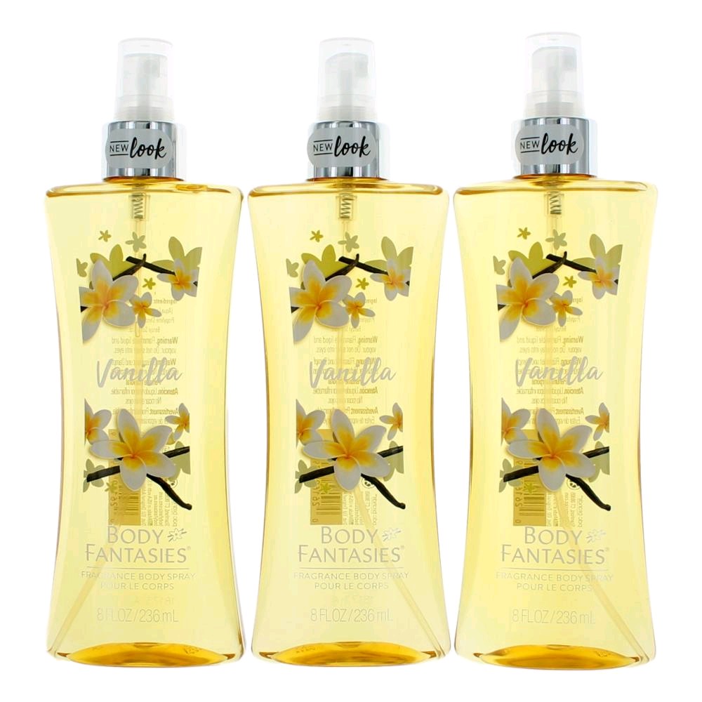 Vanilla by Body Fantasies 3 Pack 8 oz Fragrance Body Spray for Women