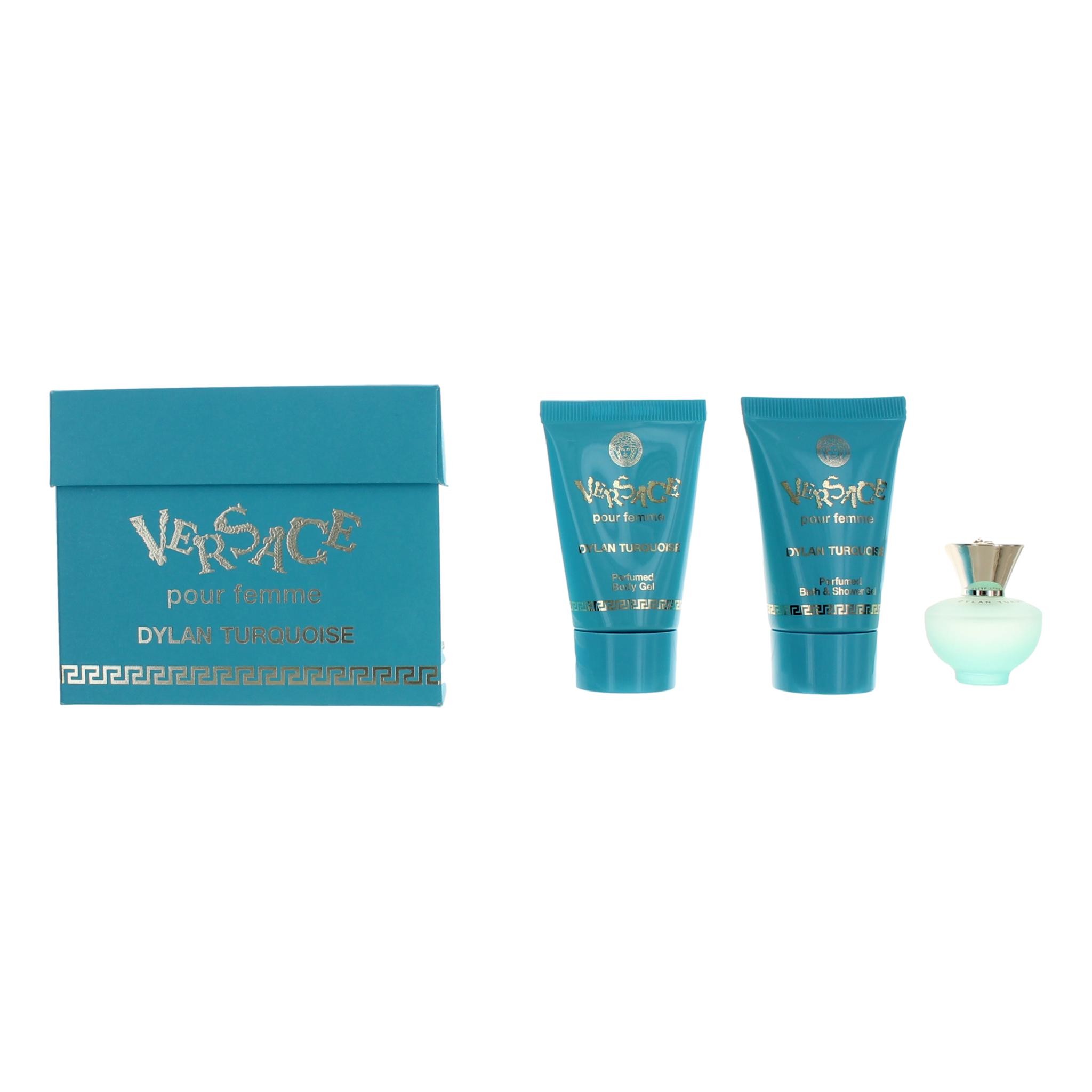 Versace Dylan Turquoise by Versace 3 Piece Miniature Gift Set for Women