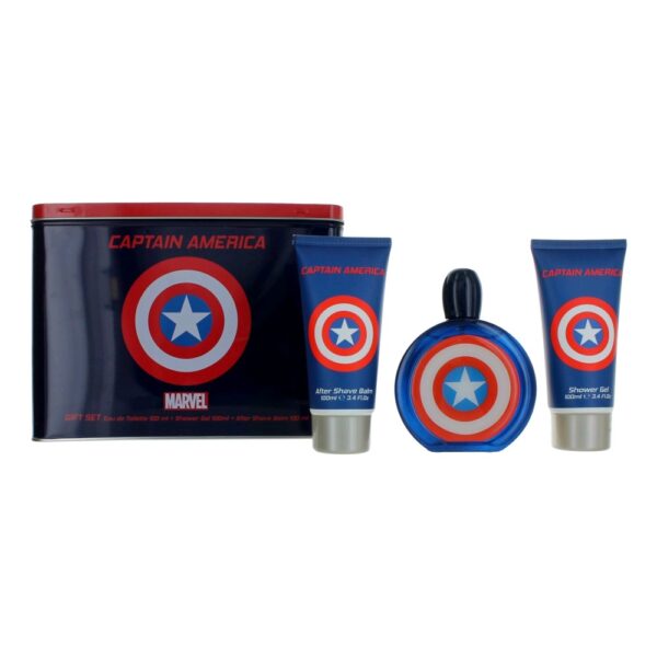 Captain America By Marvel 3 Piece Gift Set for Men