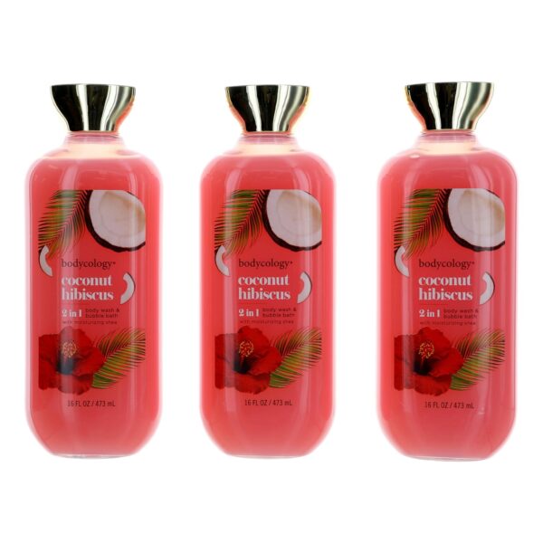 Coconut Hibiscus By Bodycology 3 Pack 16oz 2 in 1 Body Wash & Bubble Bath women