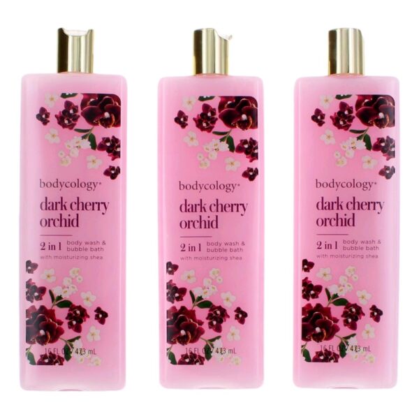 Dark Cherry Orchid By Bodycology 3 Pack 16oz 2 in 1 Body Wash & Bubble Bath women