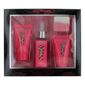 Ed Hardy By Ed Hardy 4 Piece Bath&Body Gift Set women With Steamer