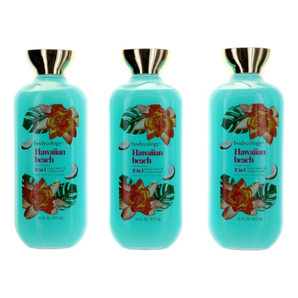 Hawaiian Beach By Bodycology 3 Pack 16oz 2 in 1 Body Wash & Bubble Bath women