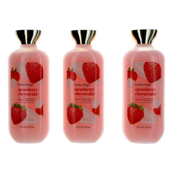 Strawberry Cheesecake By Bodycology 3 Pack 16oz 2 in 1 Body Wash & Bubble Bath women